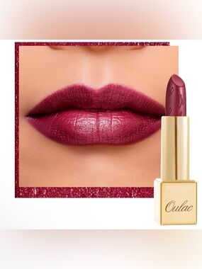 OULAC Metallic Shine Lipstick, Wine Red, One Last Kiss (14) NIP